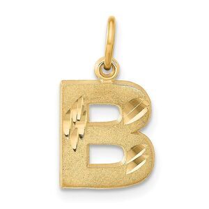 14k Yellow Gold, Julia Collection, Small Satin Block Initial B Pendant